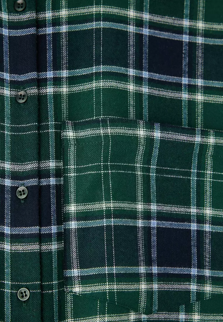 Blue-Multicolored Flannel Plaid Oversized /Wide Fit Shirt Twoaw26Go132