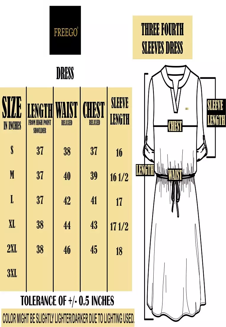 Woven Plain Soft Linen 3/4s Dress