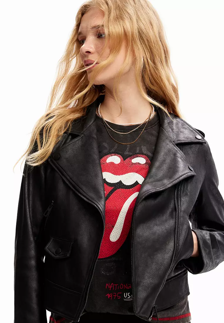 Faux Leather Textured Biker Jacket | M&S Collection | M&S