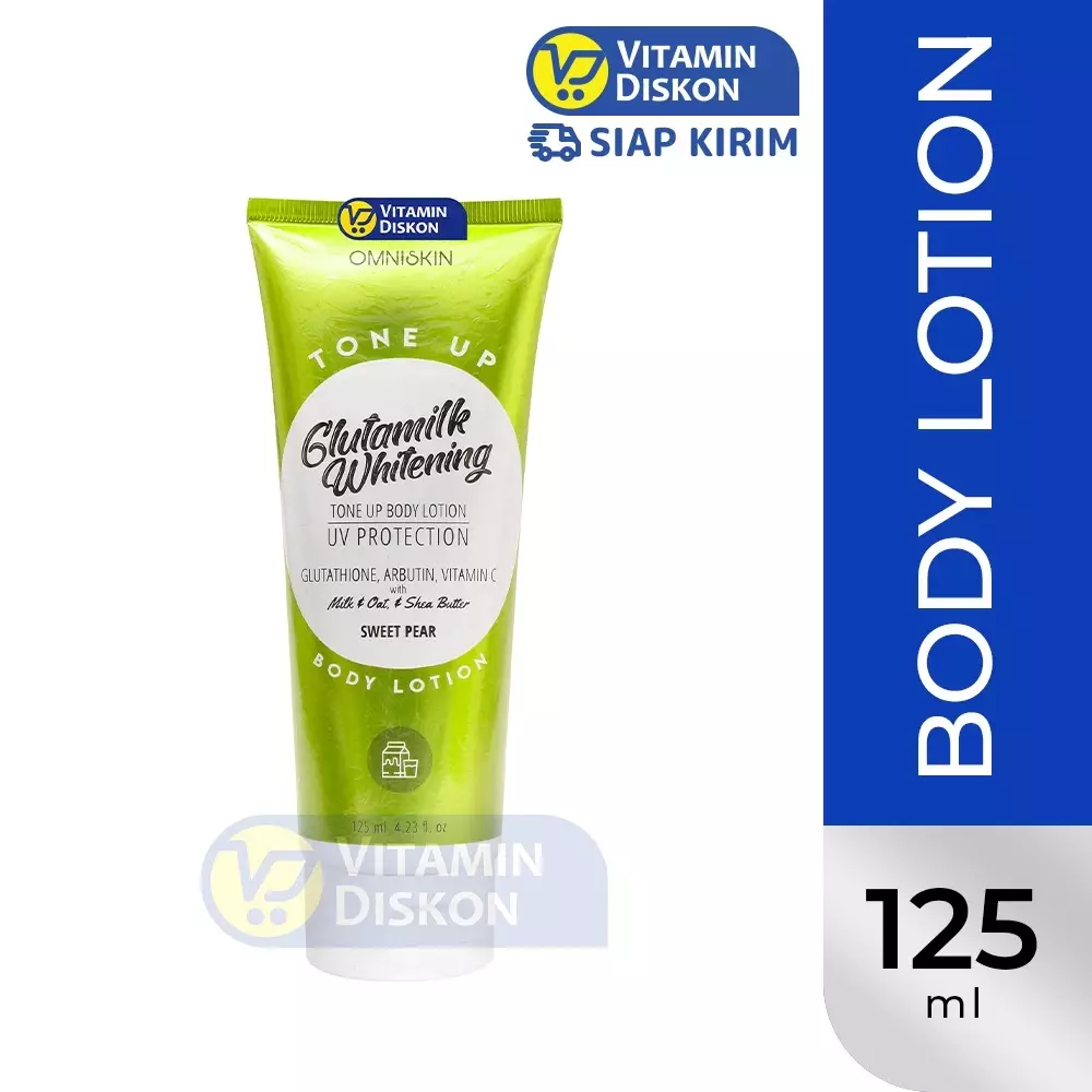 OMNISKIN GLUTAMILK WHITENING TONE UP BODY LOTION SWEET PEER 125ML