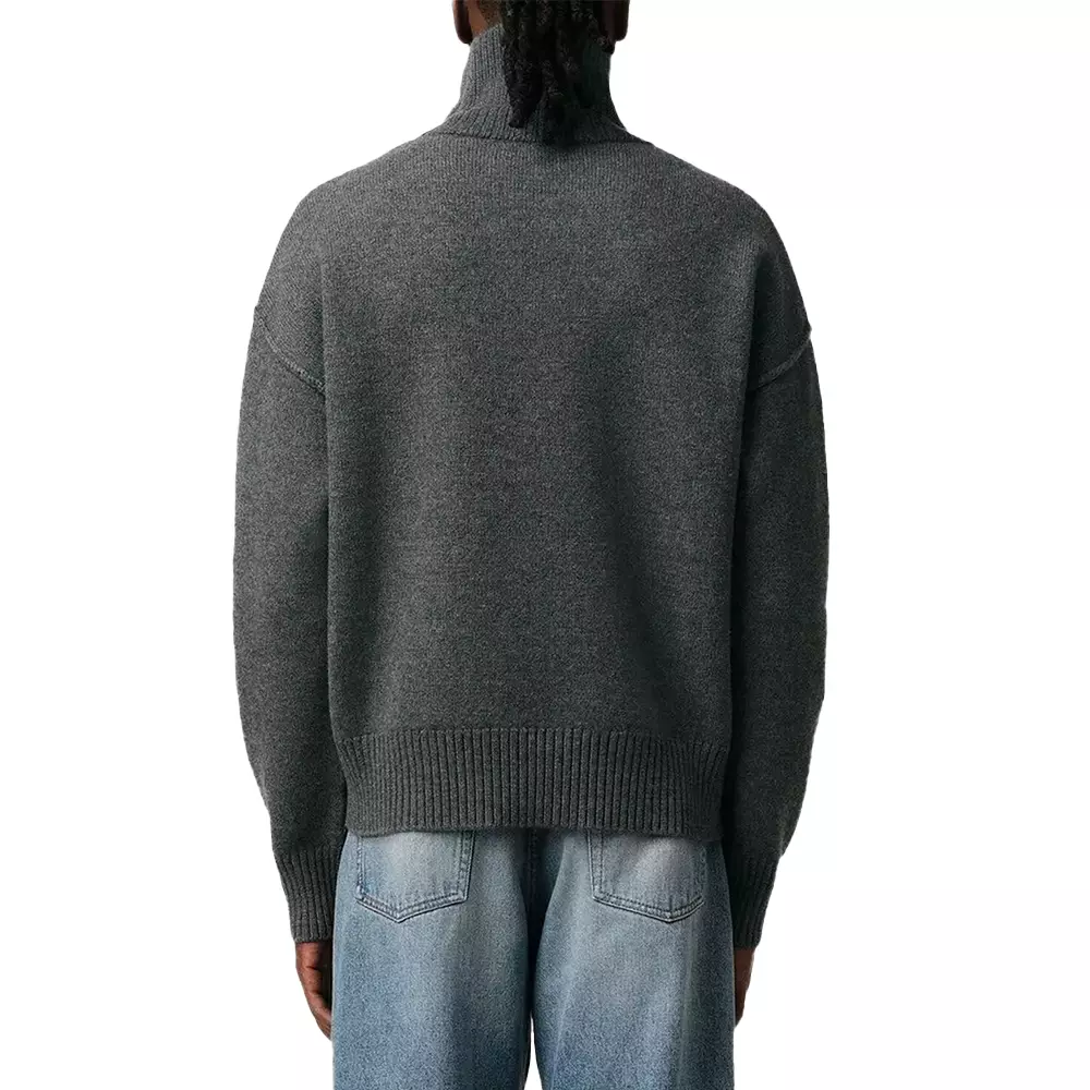 Red Ami De Coeur Inside Out Seams Highneck Sweatshirt Grey