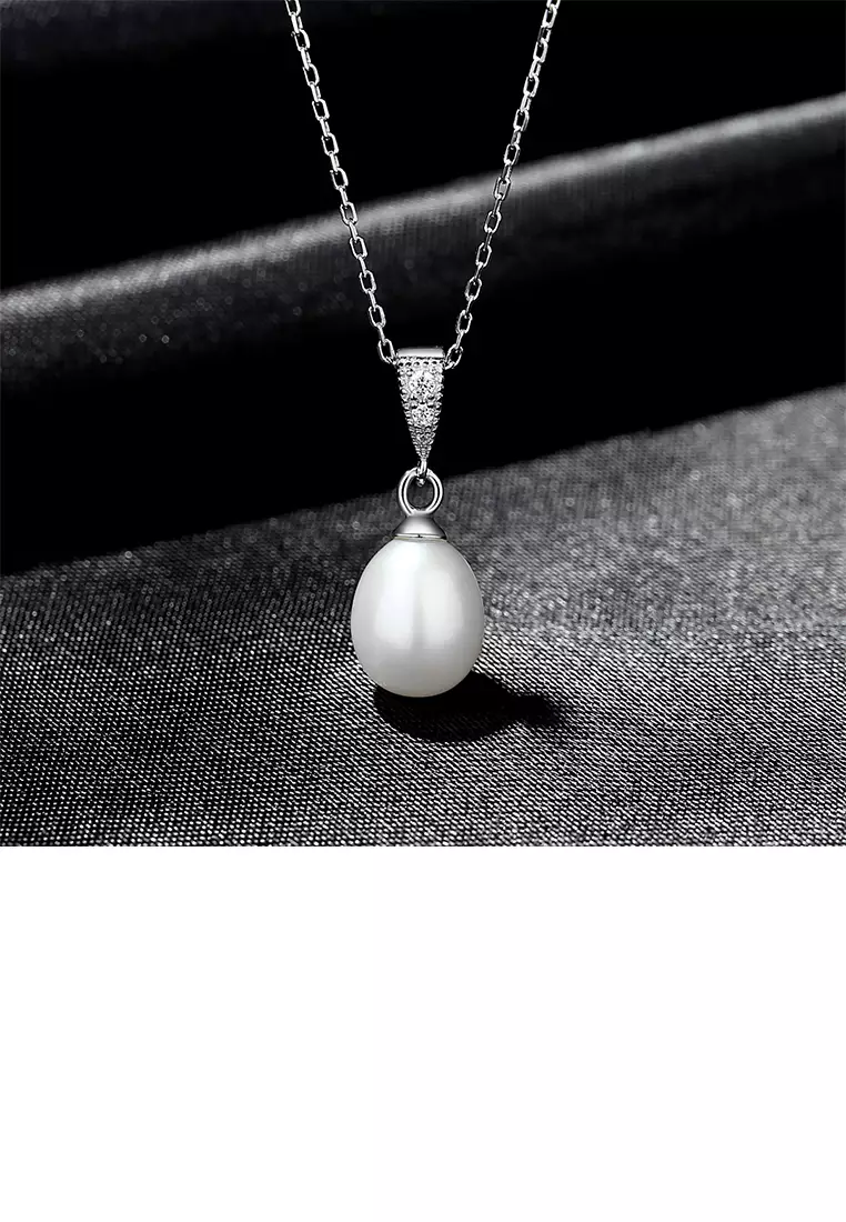 Infinite U Simple 925 Sterling Silver One Pearl Pendant Necklace