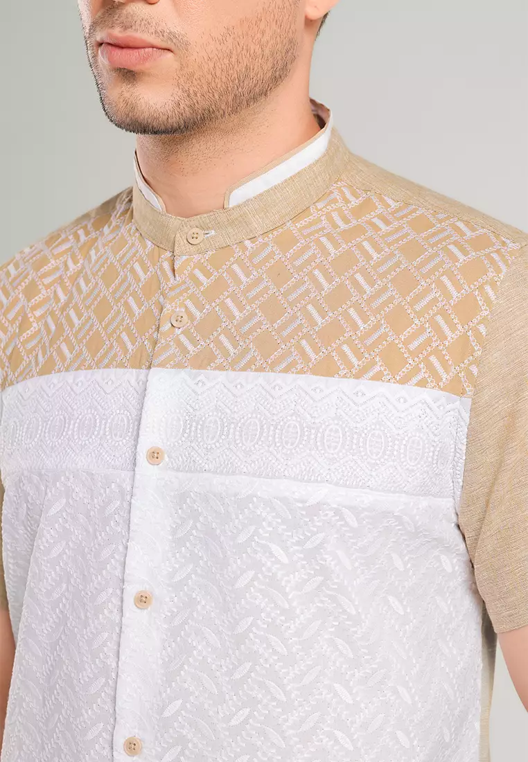 MOC Kemeja Koko Lengan Pendek Pria Harbi - Khaki