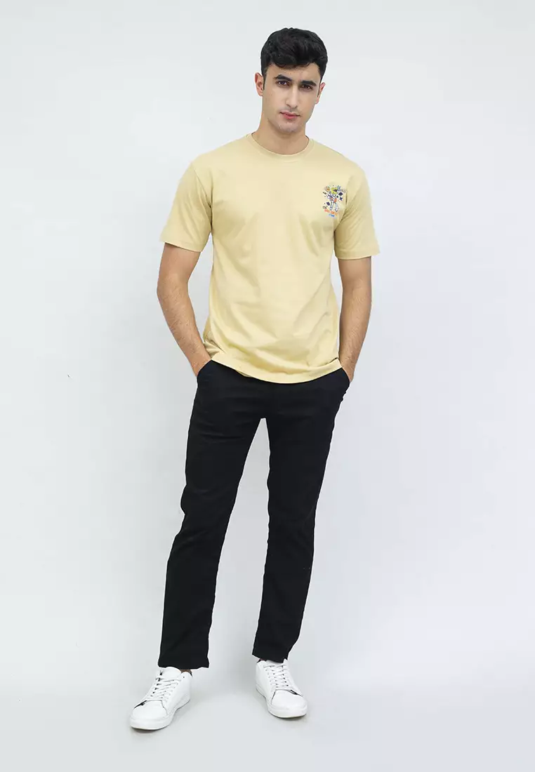 kaos pria lengan pendek Cream Noise Space houseofcuff X little fresco