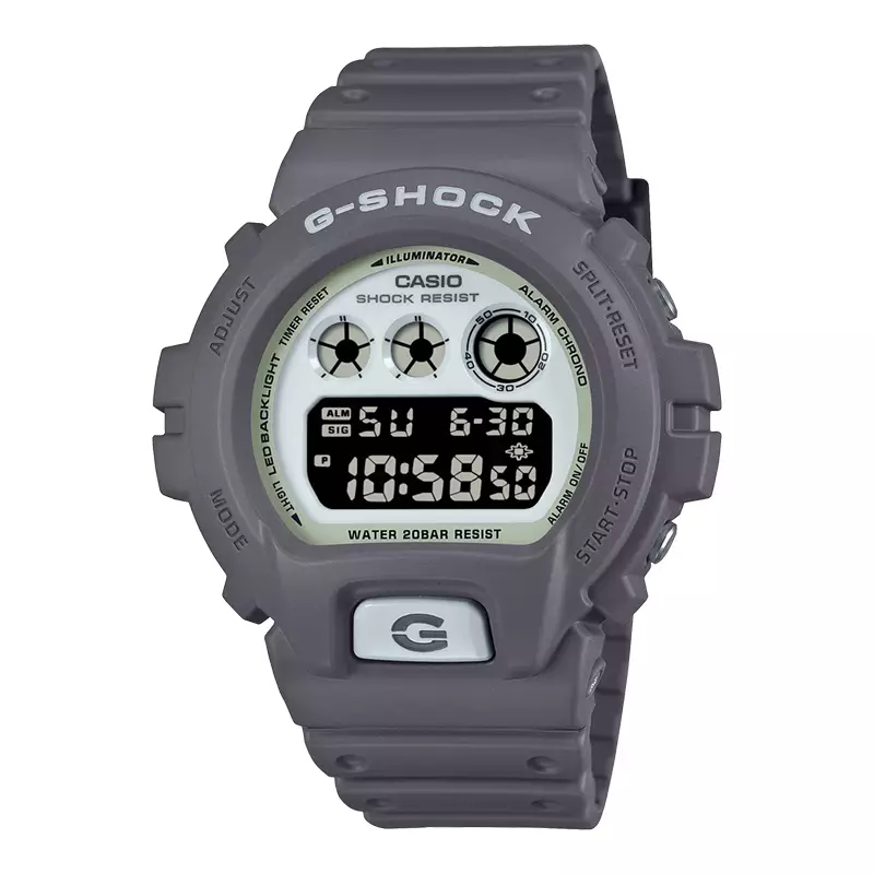 Jam Tangan Pria Casio G-Shock DW-6900HD-8DR Hidden Glow Series Digital Luminous Dial Grey Resin Band