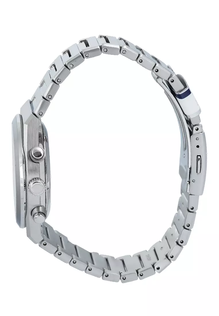 Seiko Chronograph - Jam Tangan Analog Pria - White Dial All Stainless Steel - SSB451P1