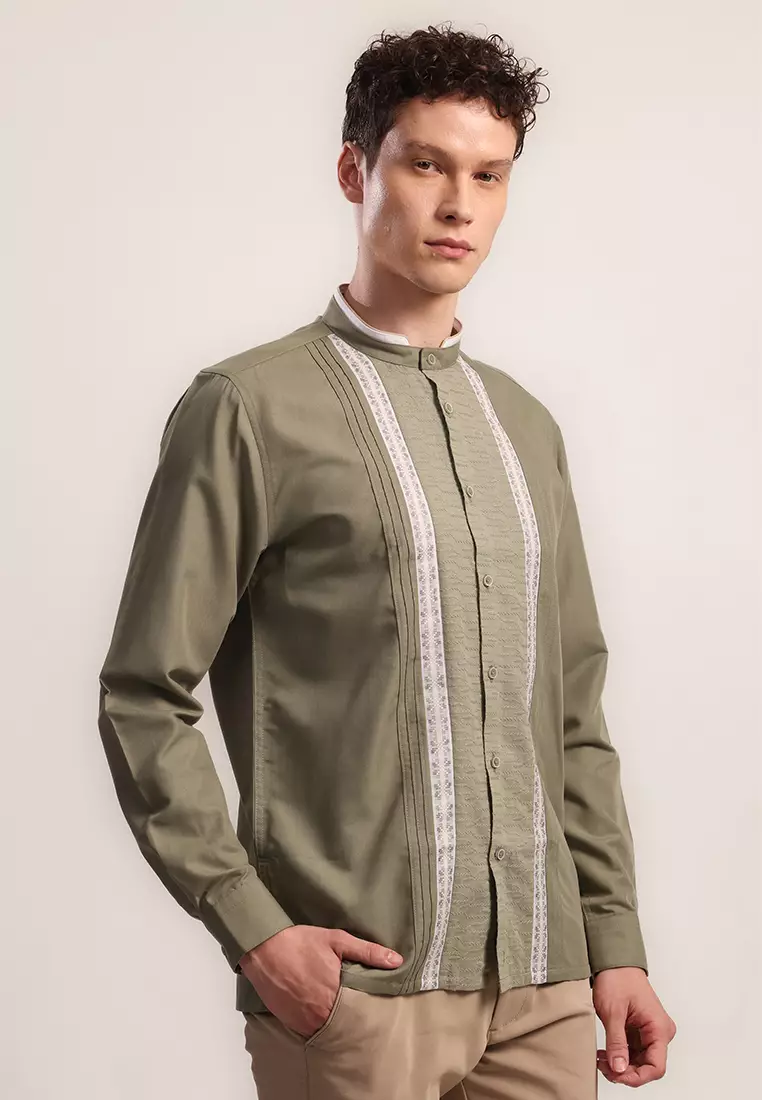 MOC Kemeja Koko Lengan Panjang Pria Jannah - Olive
