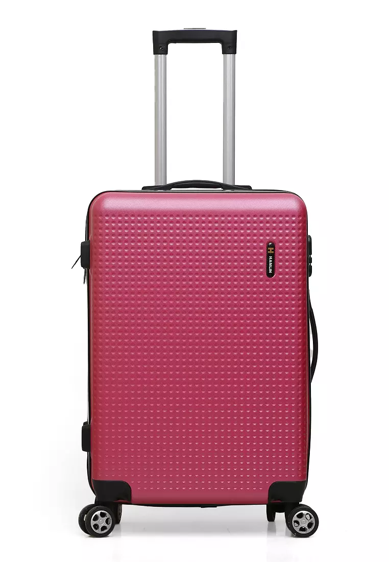 Isvara Tas Koper Hardcase One Set Unisex Large Compartment Suitcase Code Lock System Material ABS+PVC Coated ORIGINAL - Red Pink