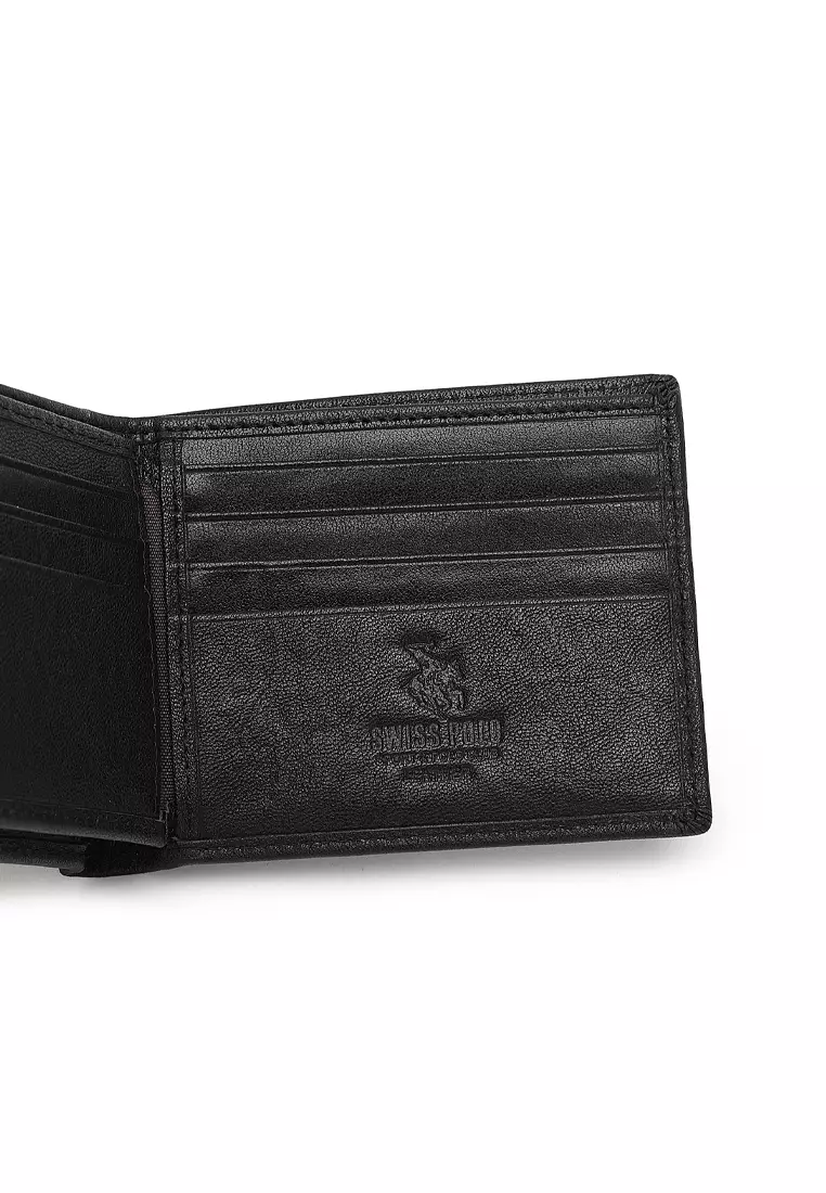 Men's Genuine Leather RFID Blocking Fortune Wallet - Black