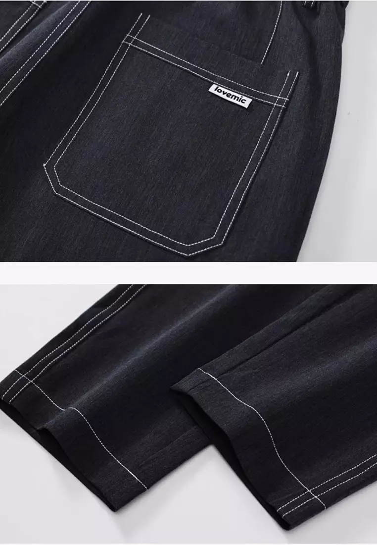 彈性腰圍修身長褲