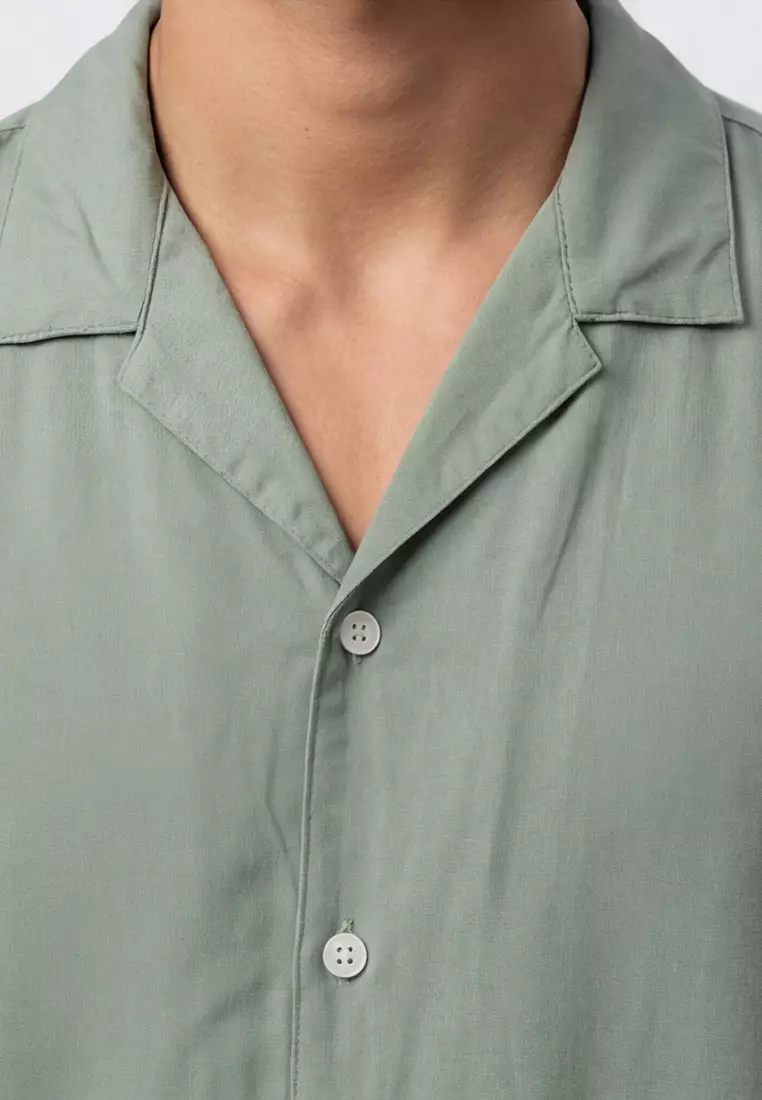Cuban Viscose Light Sage Green Casual Shirt