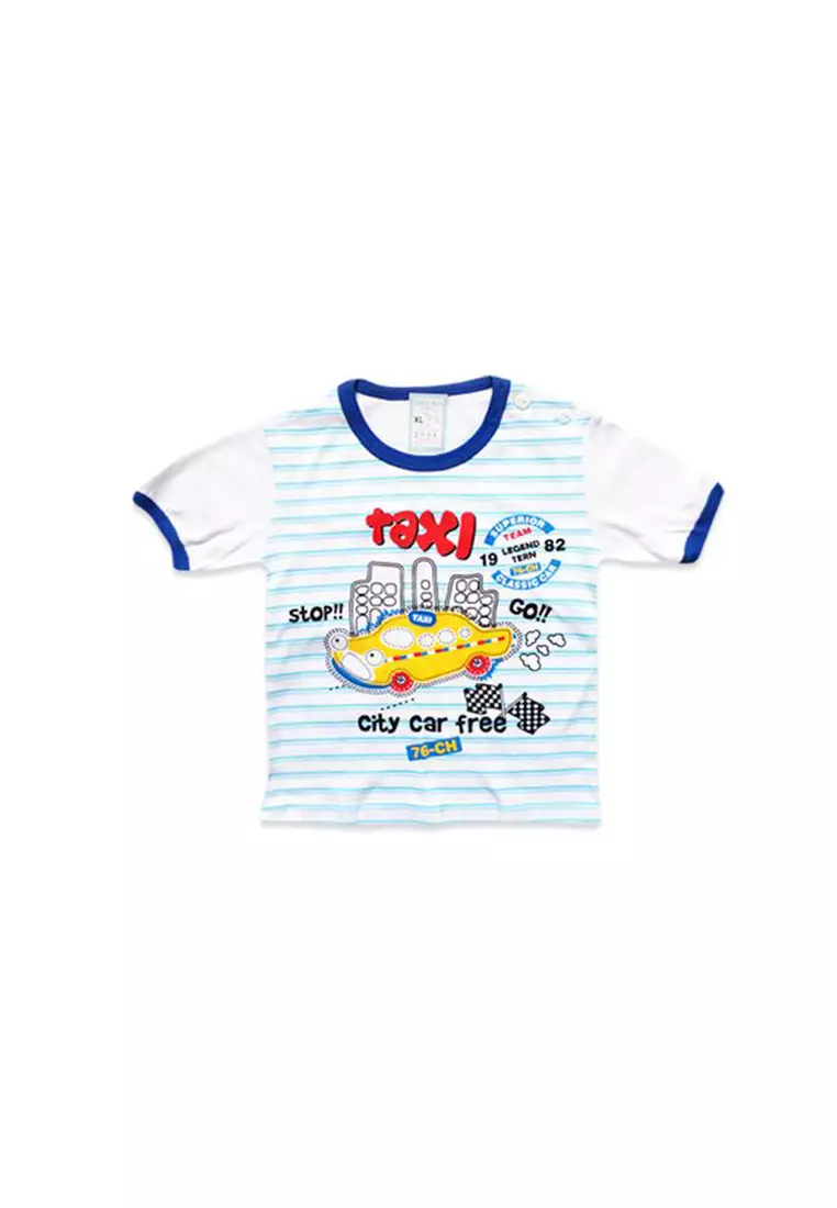 Skabe Pakaian Bayi Anak Laki Laki Baju Atasan Oblong Lengan Pendek Motif City Car Setelan Celana Kaos Full Print All Size Baby Putih Untuk Usia 6 Bulan Hingga 12 Bulan 2938 Everyday