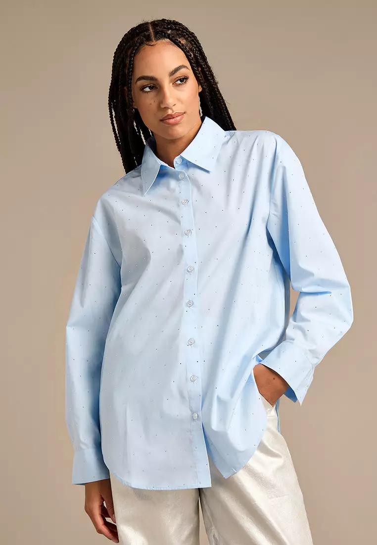 Sparkle Pale Blue Poppy Woven Shirt