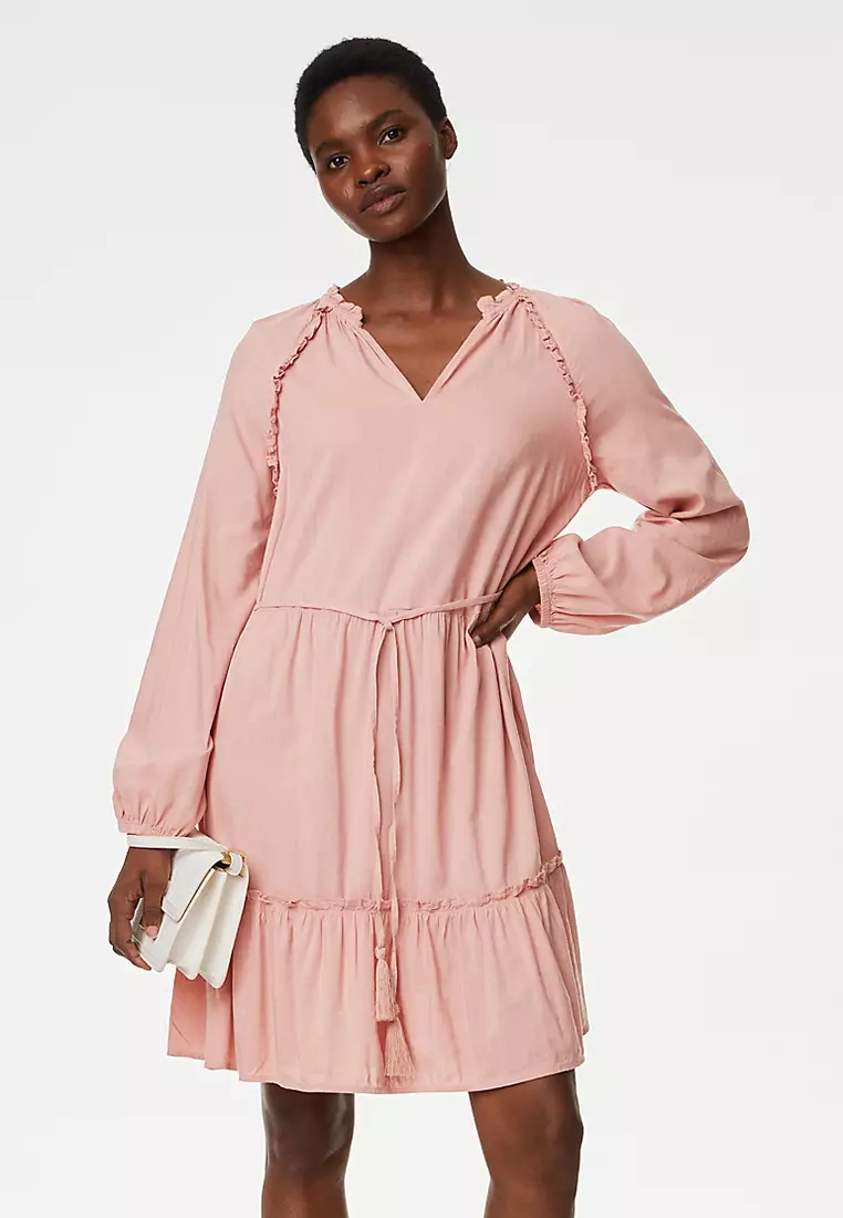 Jual Marks & Spencer Cotton Rich Frill Detail Mini Tiered Dress Original  2026 | ZALORA Indonesia