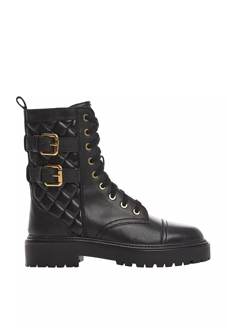 Discount on Mango  shoes - SKU: Military Leather Ankle Boots