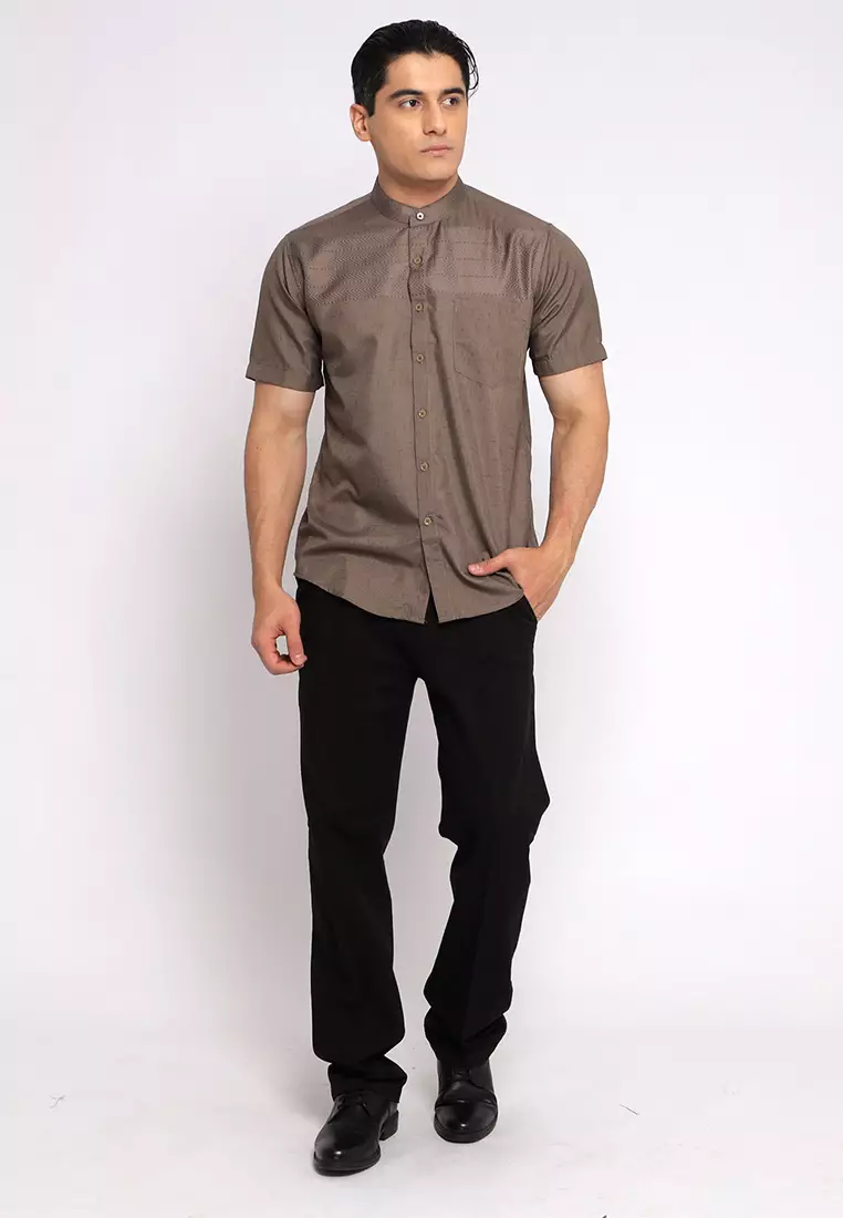 Casella Baju Koko Pria Lengan Pendek Exclusive Premium Harun 4033 Dark Brown