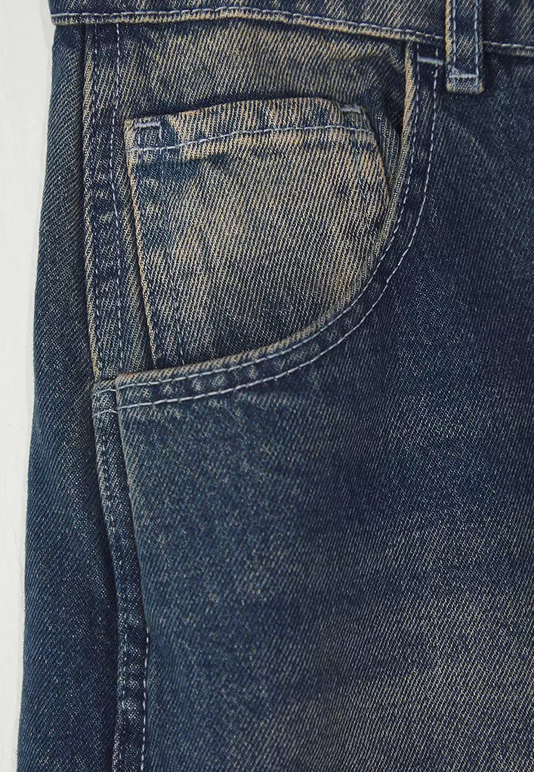 Blue High Waist Baggy Fit Large Size Jeans Tbbss25Cj00000