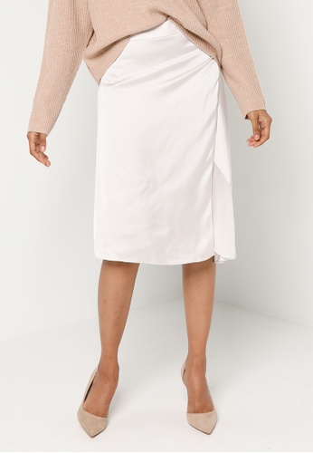 ck Calvin Klein silver Lightweight Charmeuse Asymmetric Slit Skirt 4F7F4AAEC41EDFGS_1