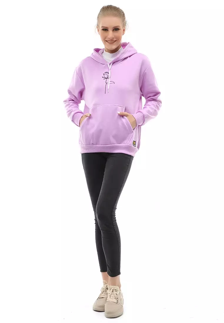 Hardwin Hoodie Jacket Rose Casual Wanita Material Fleece ORIGINAL - Light Purple