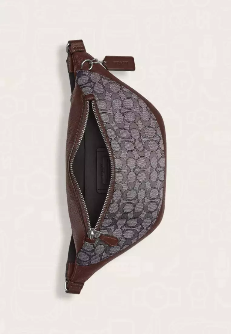 Coach Warren Belt Bag In Signature Jacquard Oak Maple