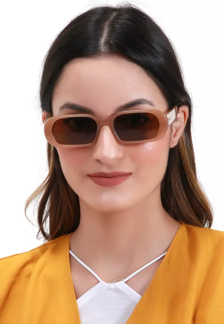 Mackenzie Kacamata Oval Frame Sunglasses Material PC ORIGINAL - Brown