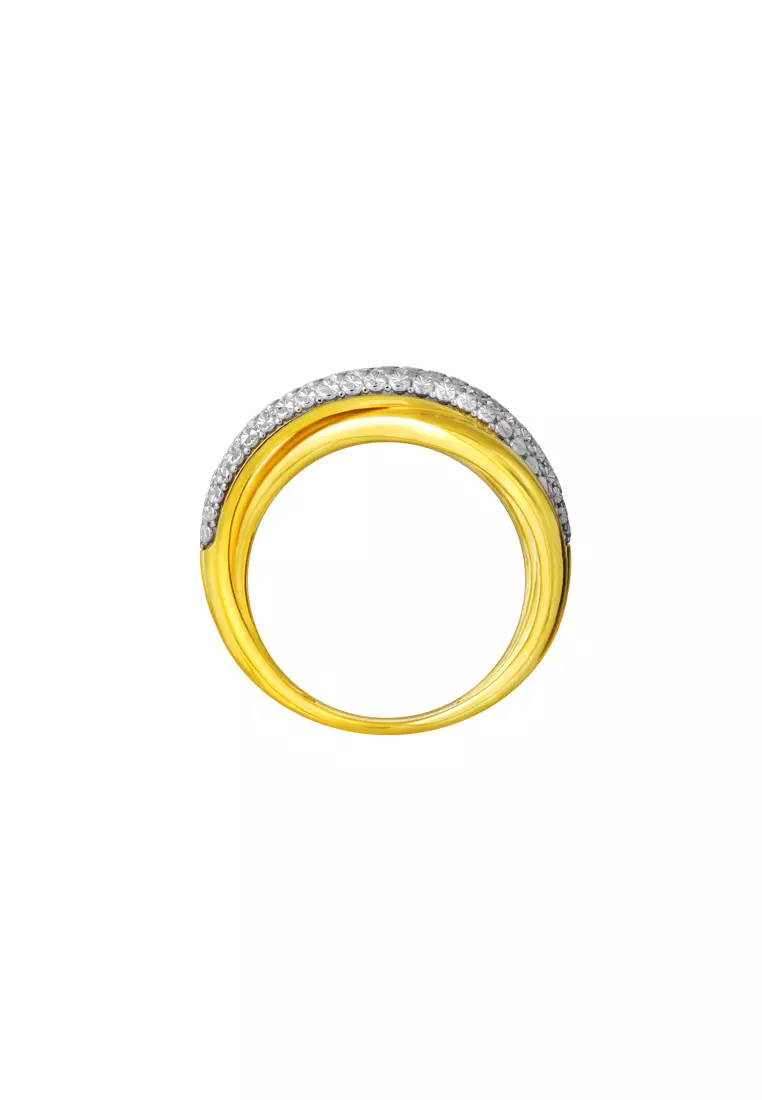 TOMEI Diamond Cut Collection Criss Cross Ring, Yellow Gold 916