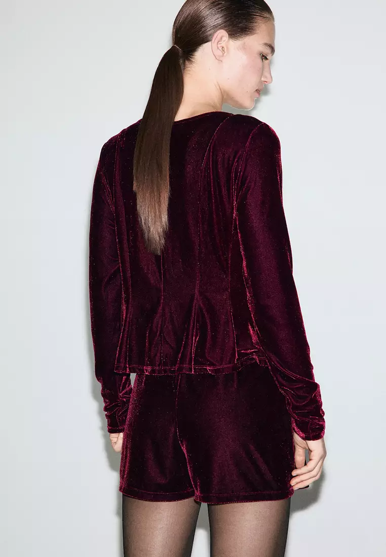 Velvet Blouse with Bows