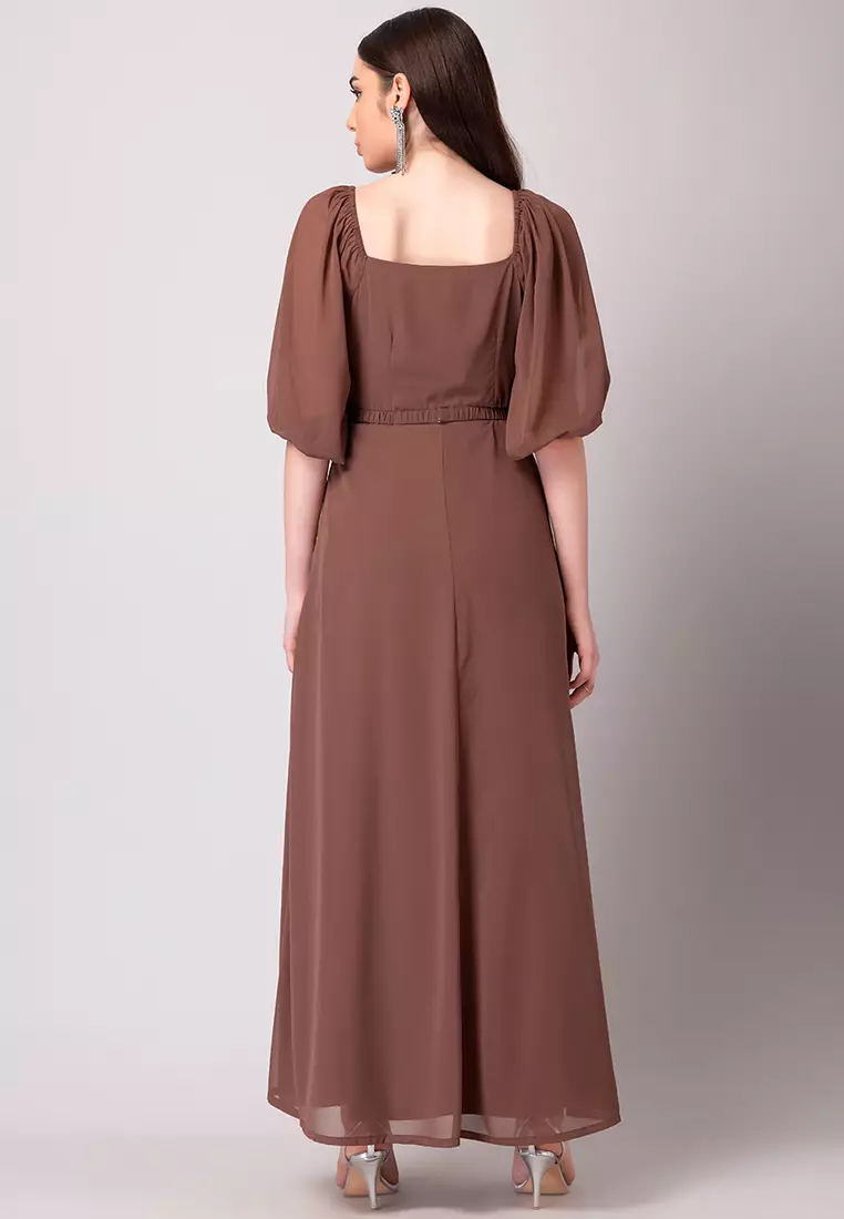 Calvin klein embellished puff sleeve new arrivals dress