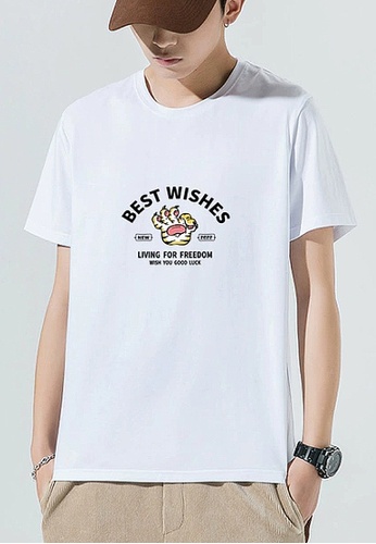 Twenty Eight Shoes white VANSA Cotton Printed Short Sleeve T-shirt VCM-T7023.18 D206EAA589A06EGS_1