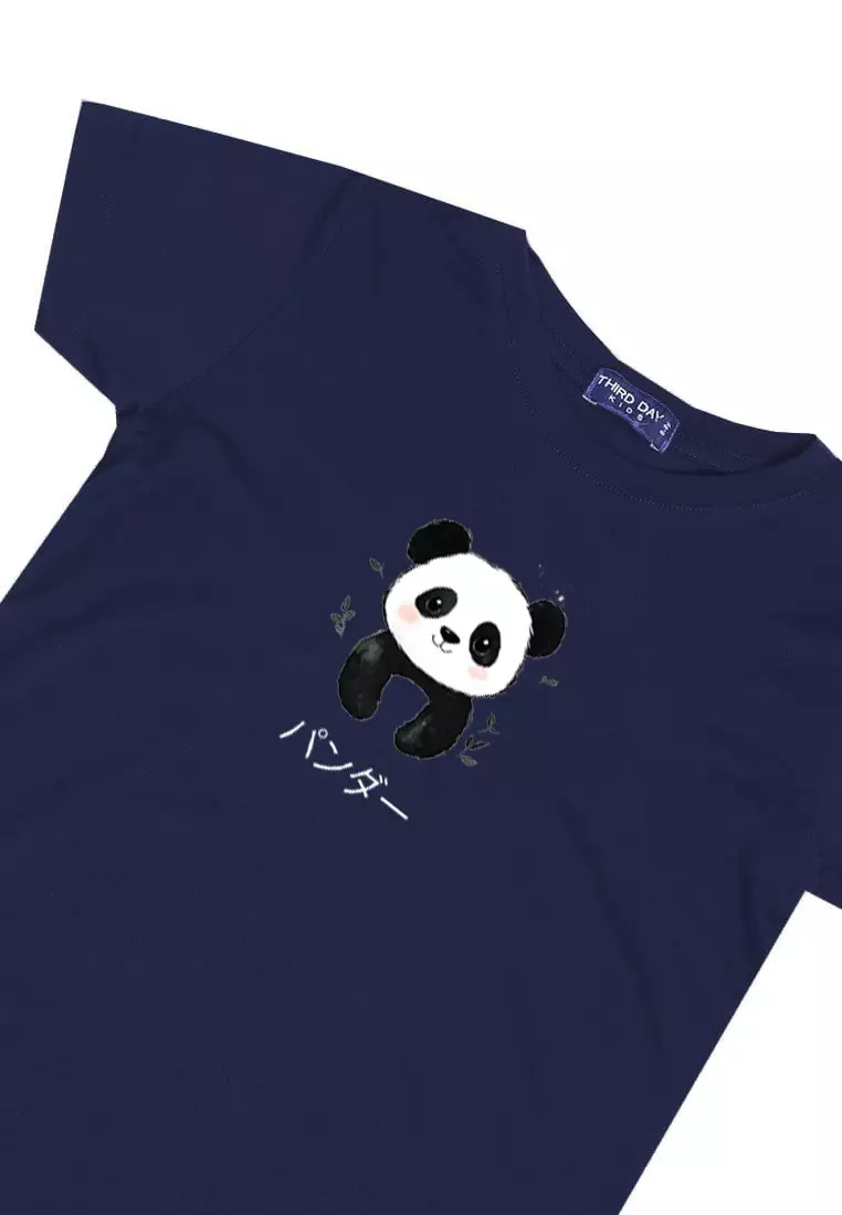 KU045 Kaos Anak Bahan Adem Halus "panda" navy