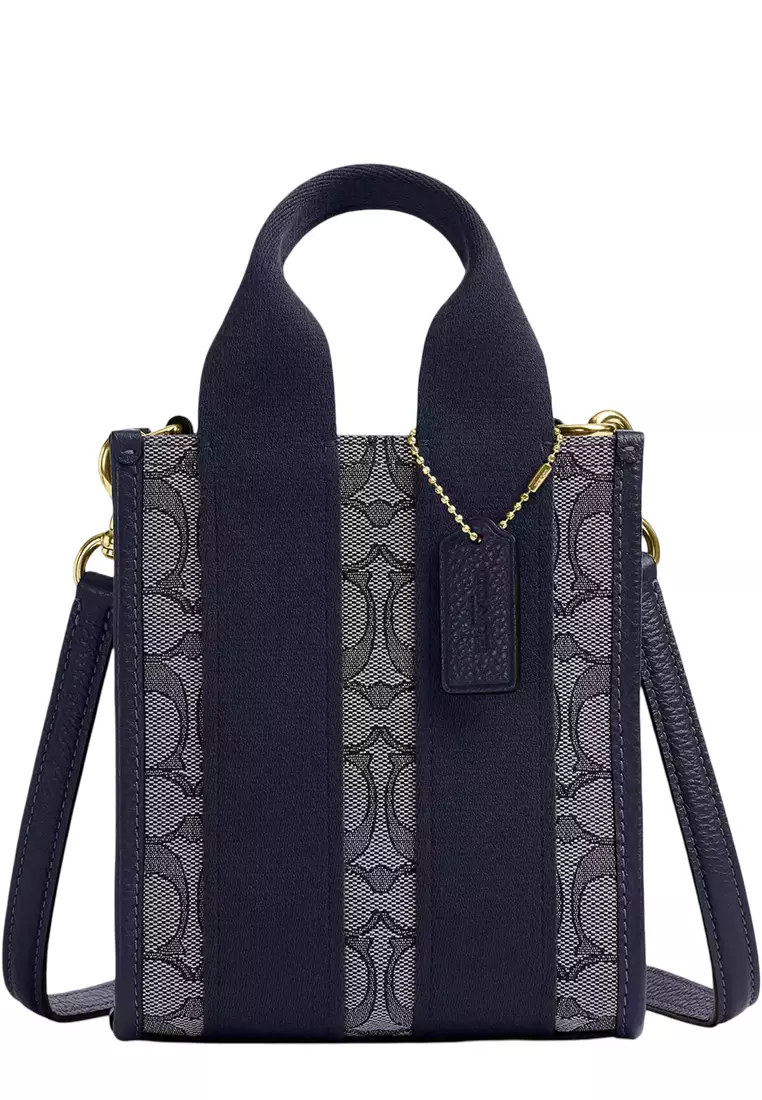 Smith Mini Tote Bag In Signature Jacquard - Navy/ Midnight Navy CCL75