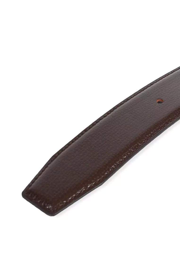 Dark Brown Genuine Split Leather Reversible Belt