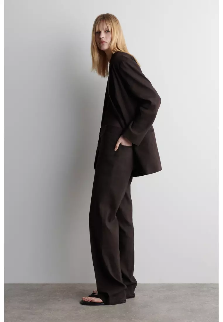 TAILORED LINEN STRAIGHT-LEG TROUSERS
