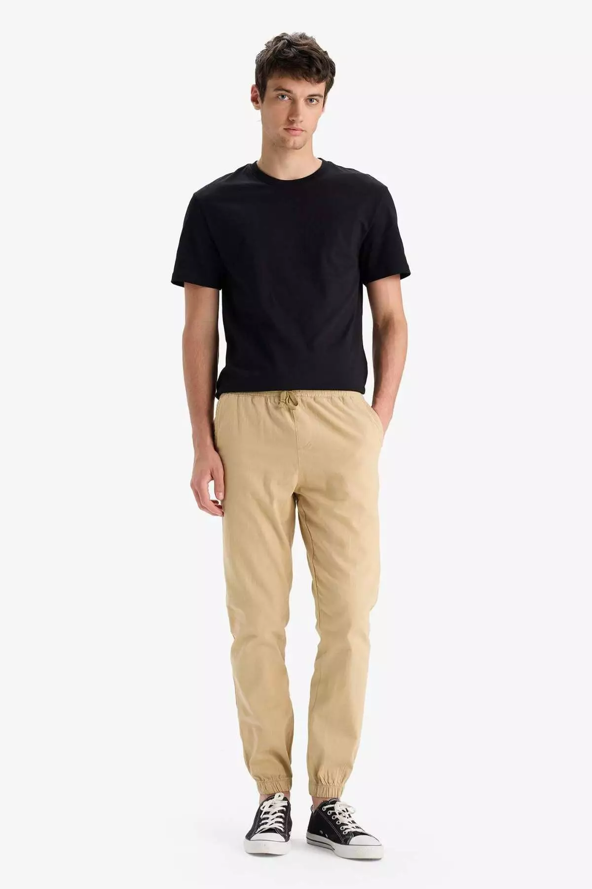 100% Cotton Cargo Jogger Pants Three Pockets E0834Ax25Sm