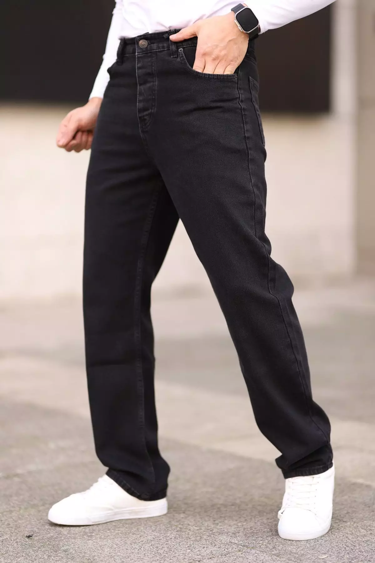 Black Baggy Fit Jeans Denim Trousers TMNAW24JE00027