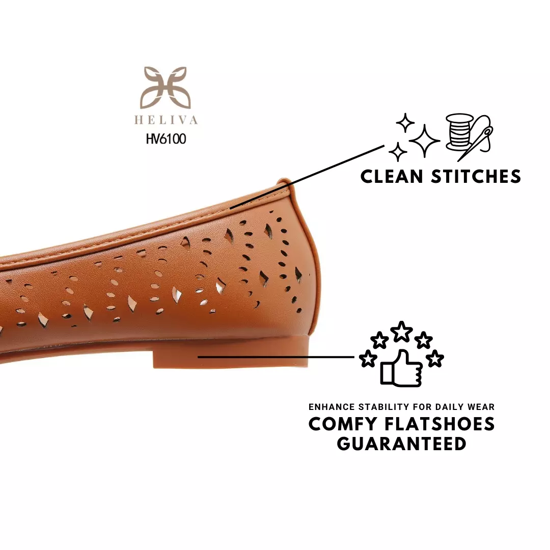 Heliva Lovina Laser-Cut Ballerina Flats with Sweet Bow Accent HV6100