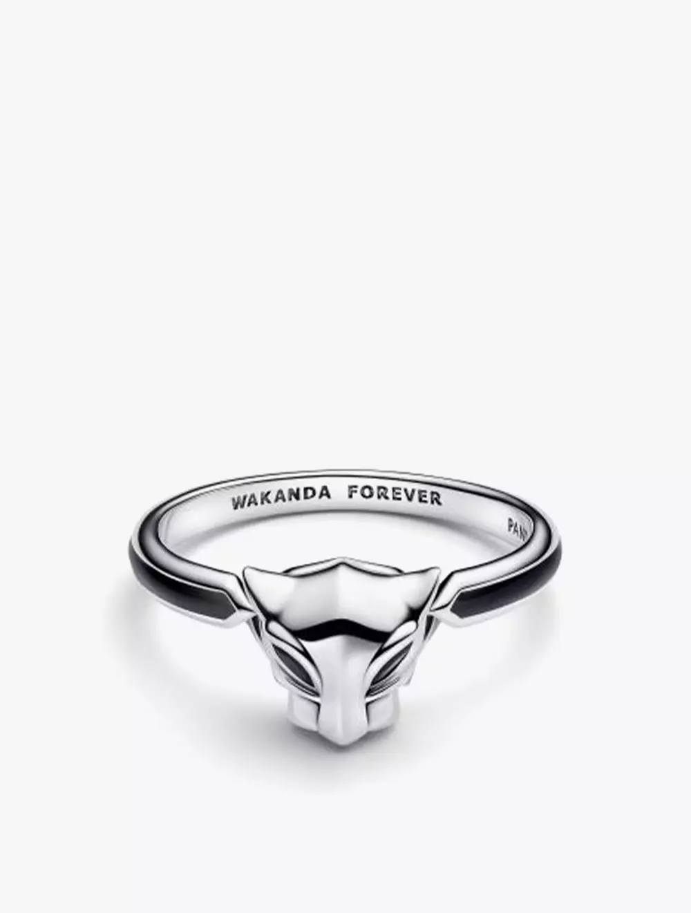 Marvel Black Panther Sterling Silver Ring with Black Crystal and Black Enamel - 50