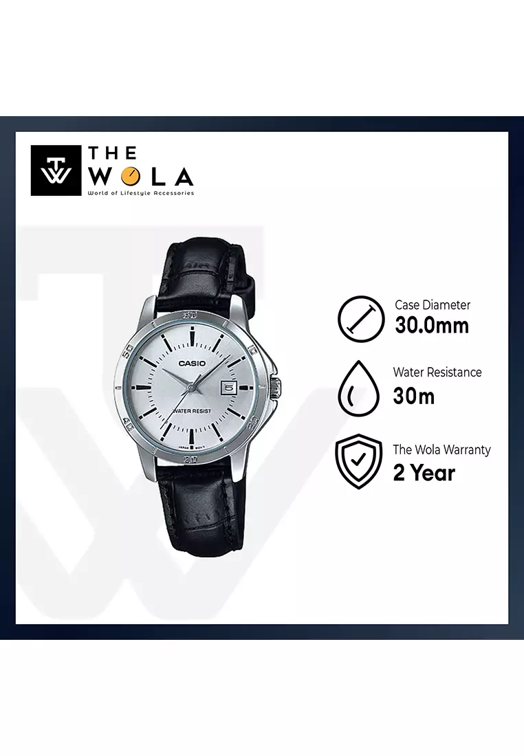 Women's Analog Watch LTP-V004L-7A Black Leather Band Casual Watch