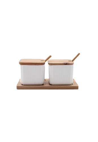 Buy Propstation Ceramic Square Kitchen Canister White Set Of 2
