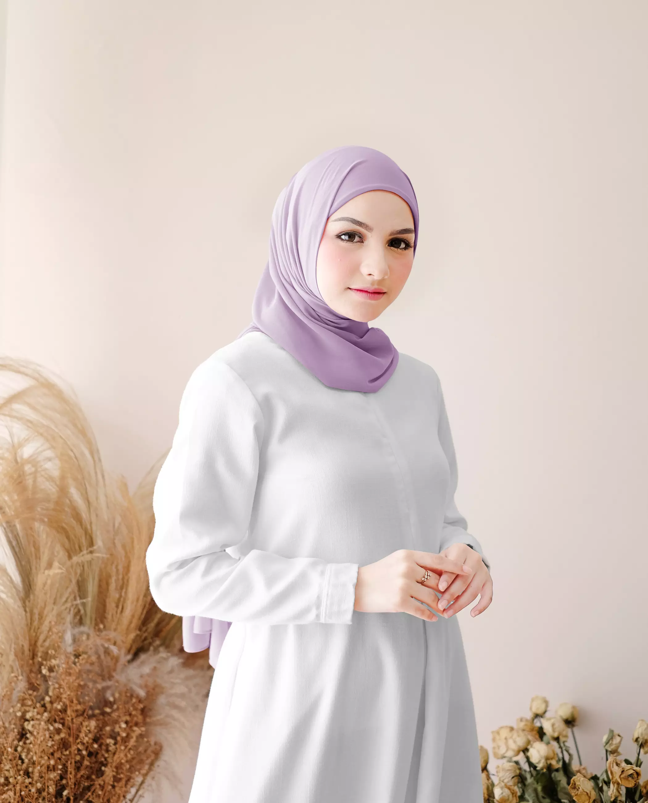 Pashmina Inner Instan 2in1 Ceruty Baby Doll - Orchid Bloom