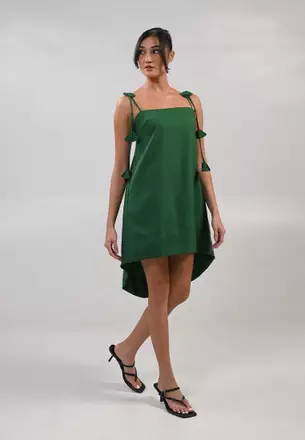 green dress philippines Satin Halter Neck Midi Dress, Green – Jolie Moi Retail