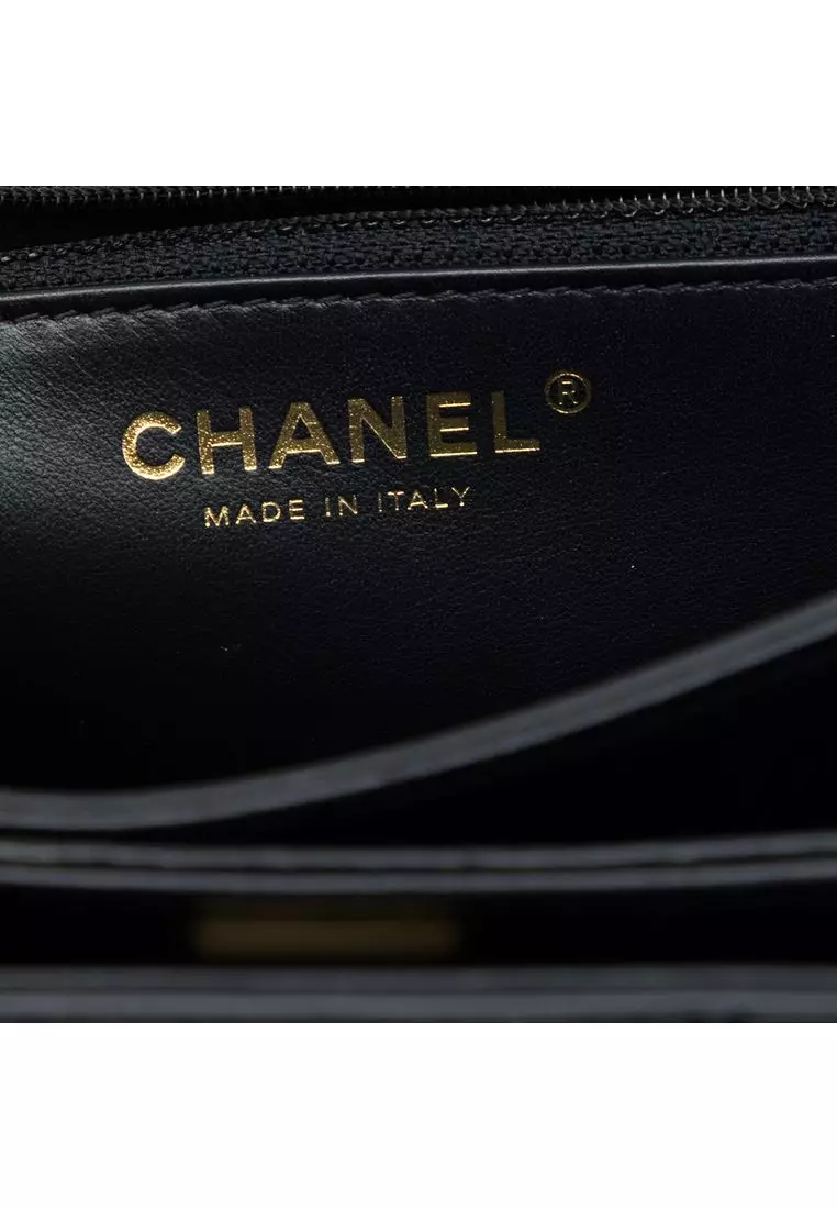 Pre-Loved Chanel Cc Quilted Patent Accordion Pushlock Top Handle Flap
