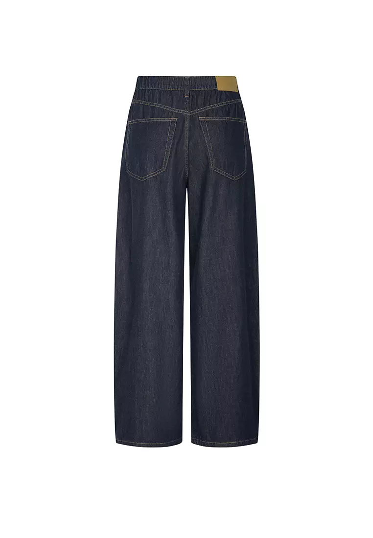 Banana Fit Drawstring Cuffed Denim Extra-Long Pants
