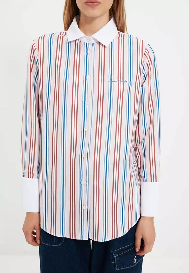 Shirt with Stripes and Embroidery