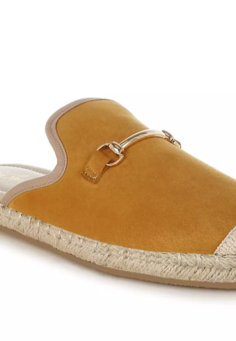 棕褐色馬銜扣細節帆布鞋