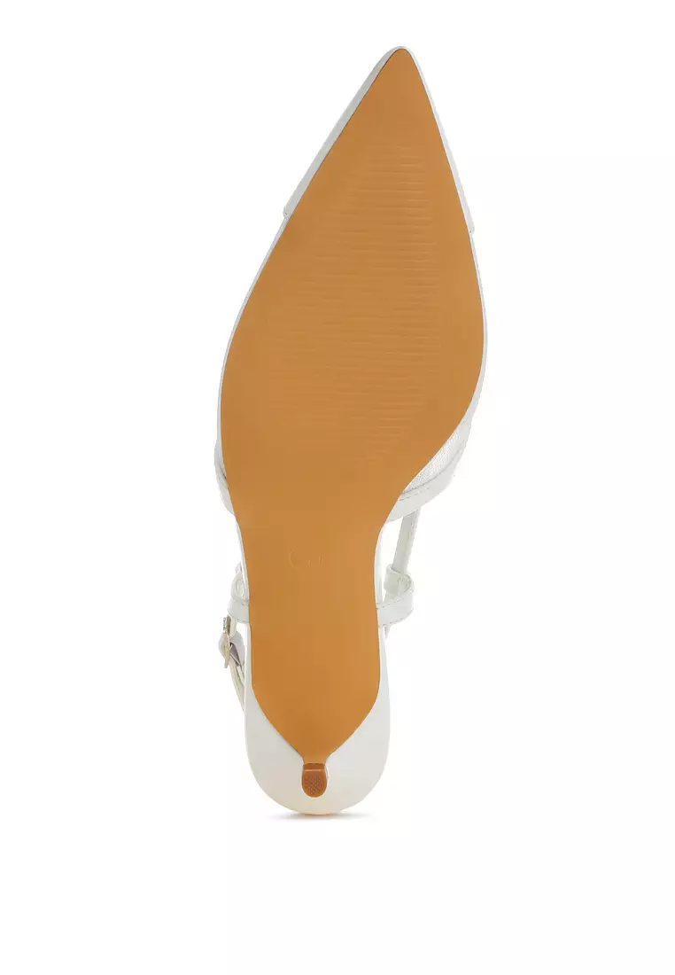 Sandal Slingback Jaring Warna Putih