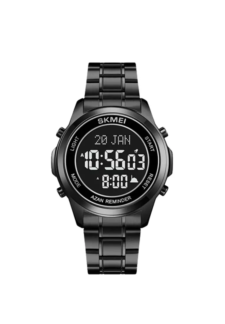 Jam Tangan Digital Pria Adzan Reminder Material Stainless Steel Waterproof ORIGINAL