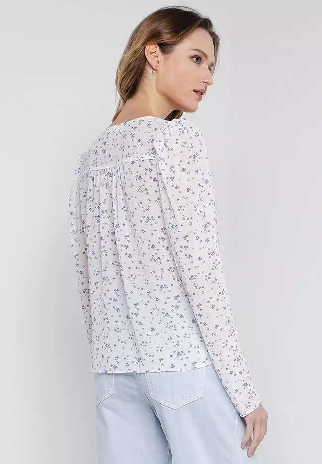 Printed Puff Sleeves Blouse