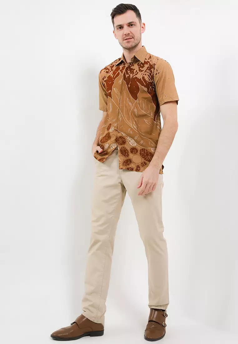 Batu Kemeja Batik Premium Pria Casual Modern Lengan Pendek