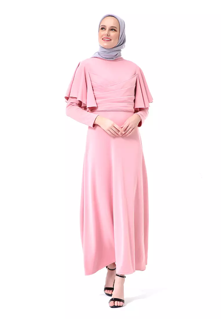 Zeta Dress Fashion Muslimah Wanita Long Sleeve Style Basic Relaxed Fit - Pink
